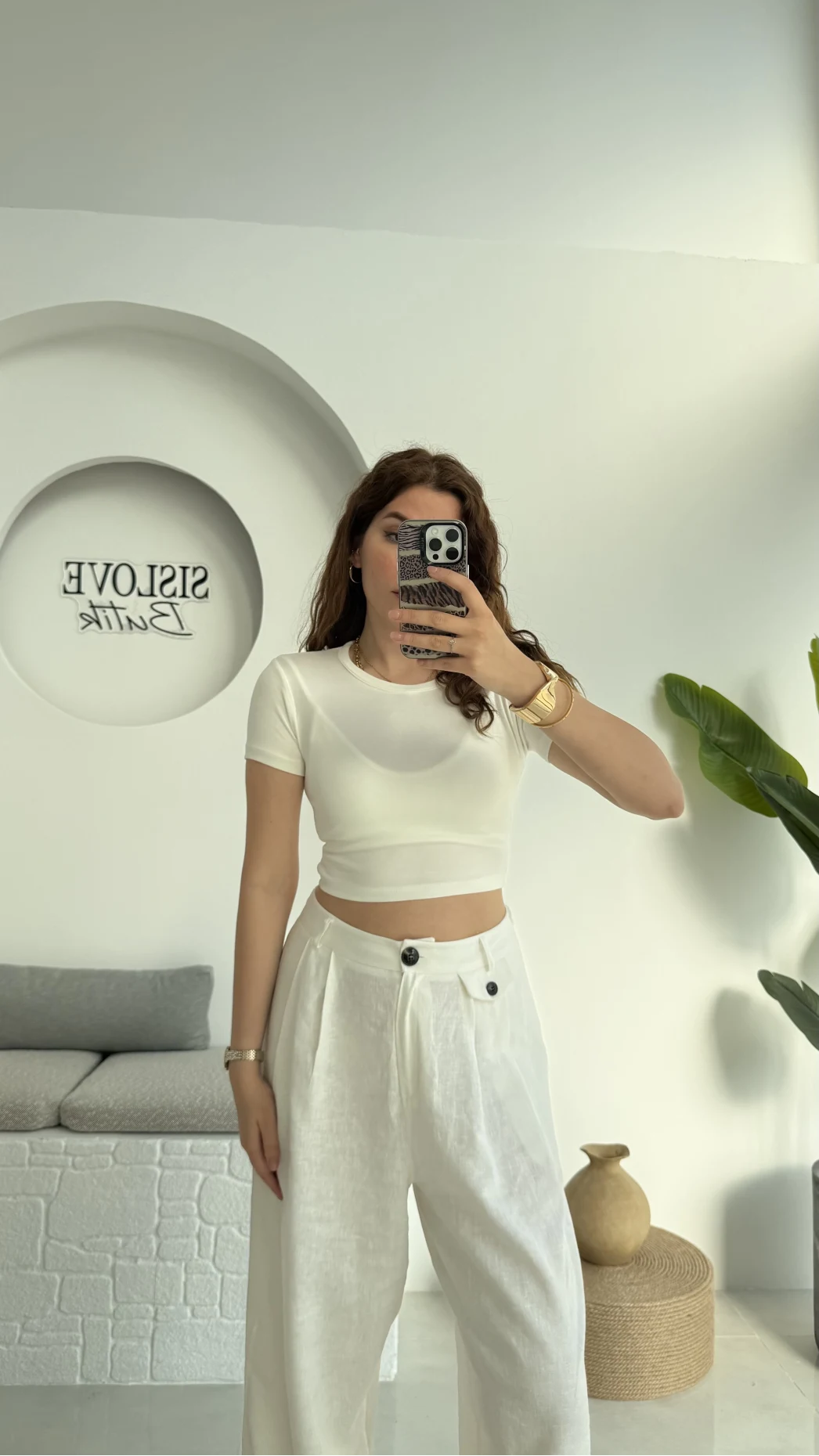 Crop Oys Beyaz T-Shirt