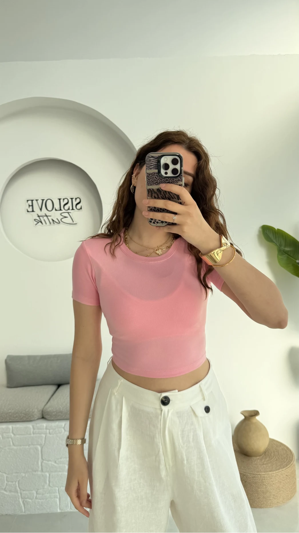 Crop Oys Pembe T-Shirt