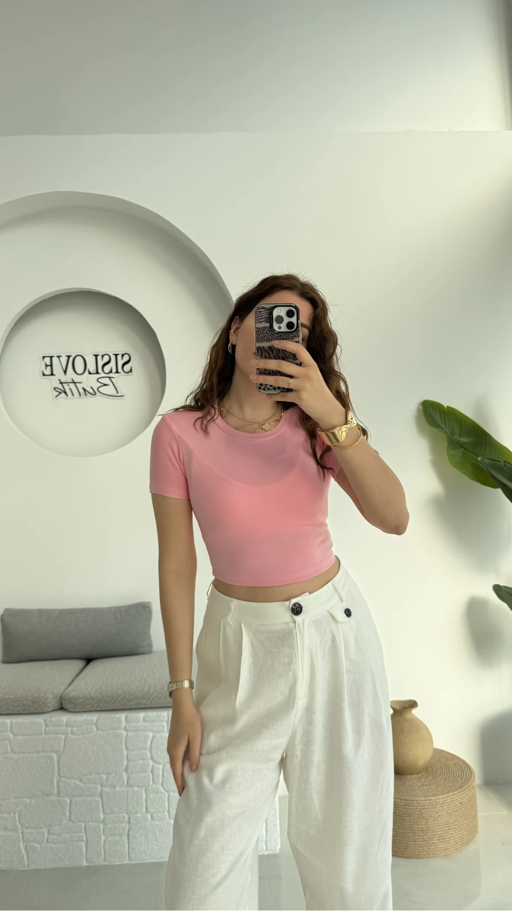 Crop Oys Pembe T-Shirt