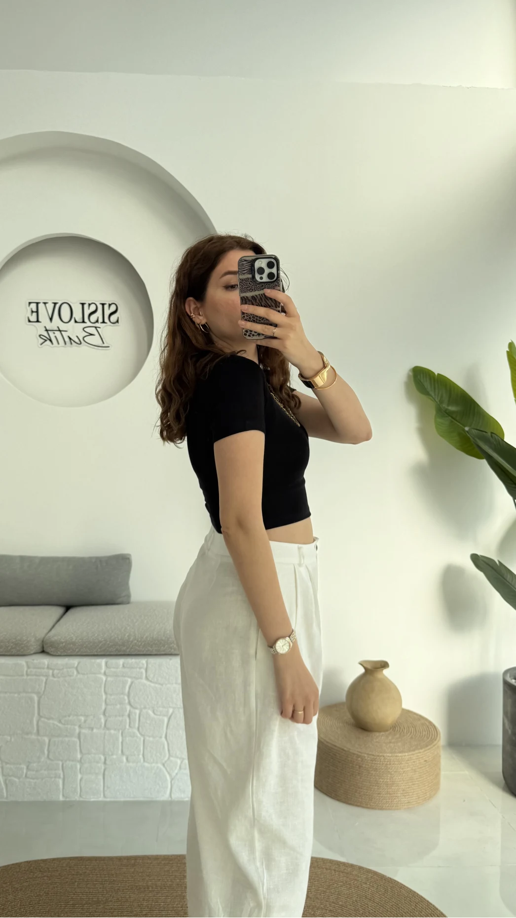 Crop Oys Siyah T-Shirt