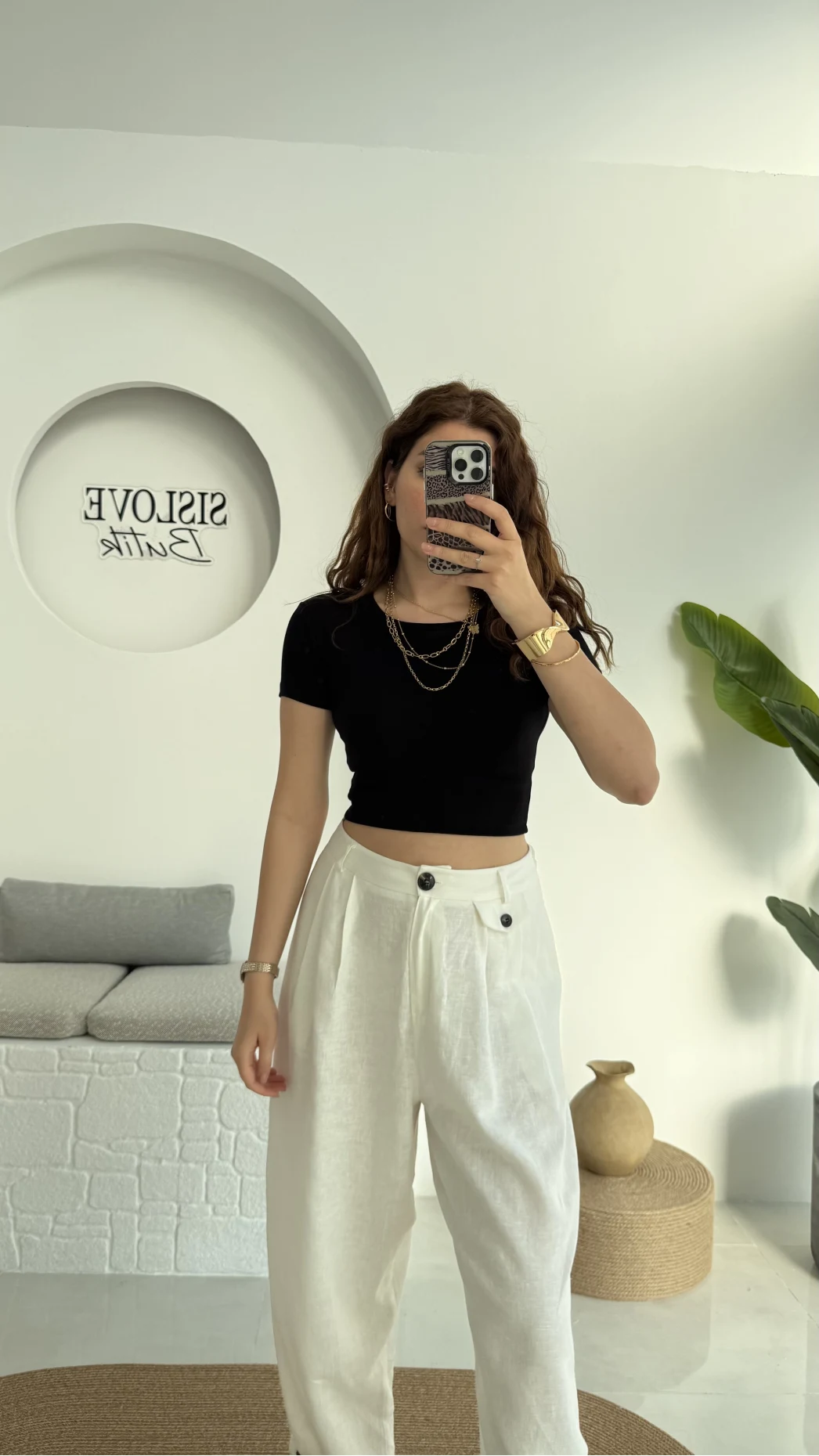 Crop Oys Siyah T-Shirt