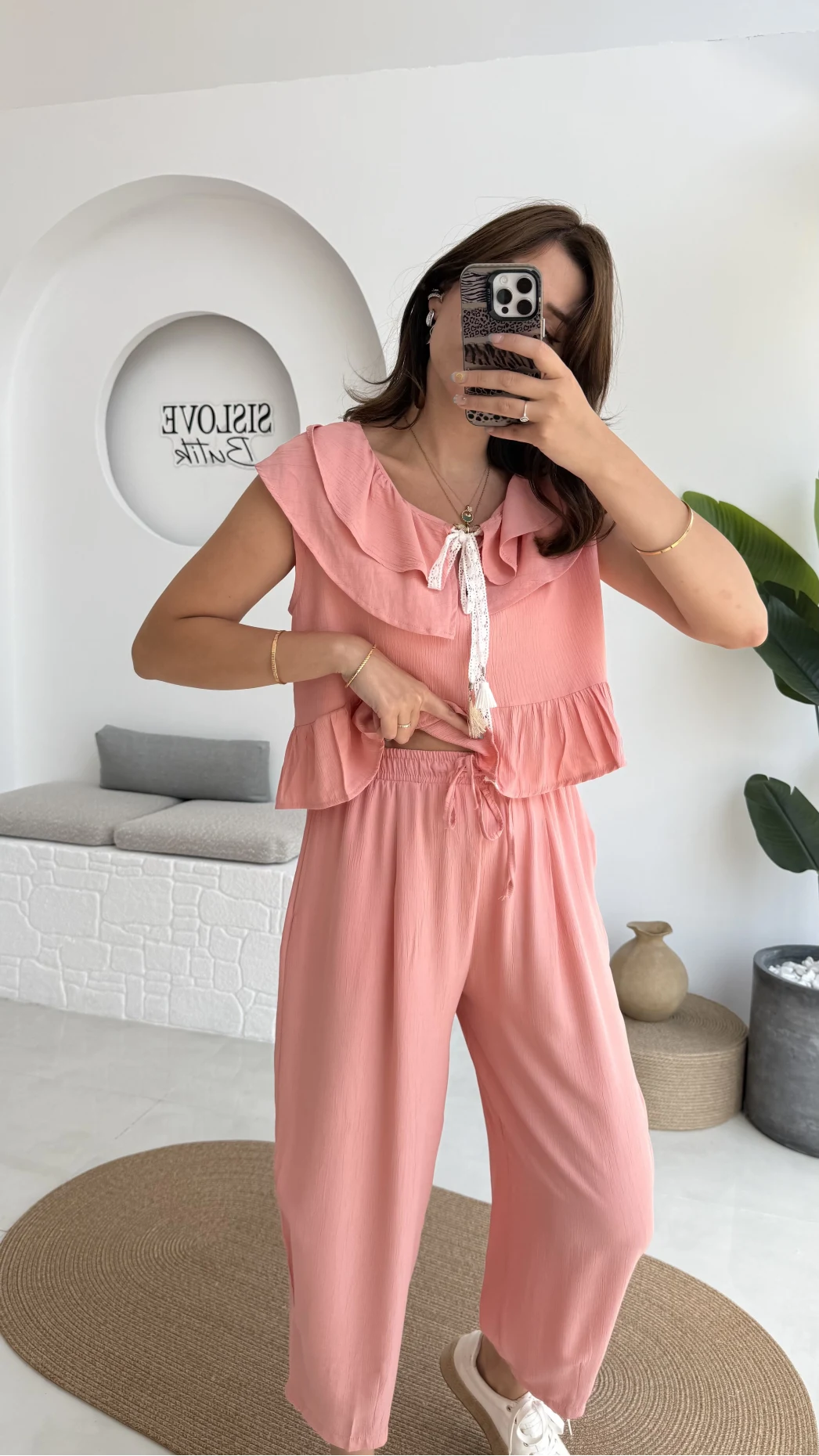 Cute Volanlı Pensli Takım - 1000-4000 - Pembe Tonları