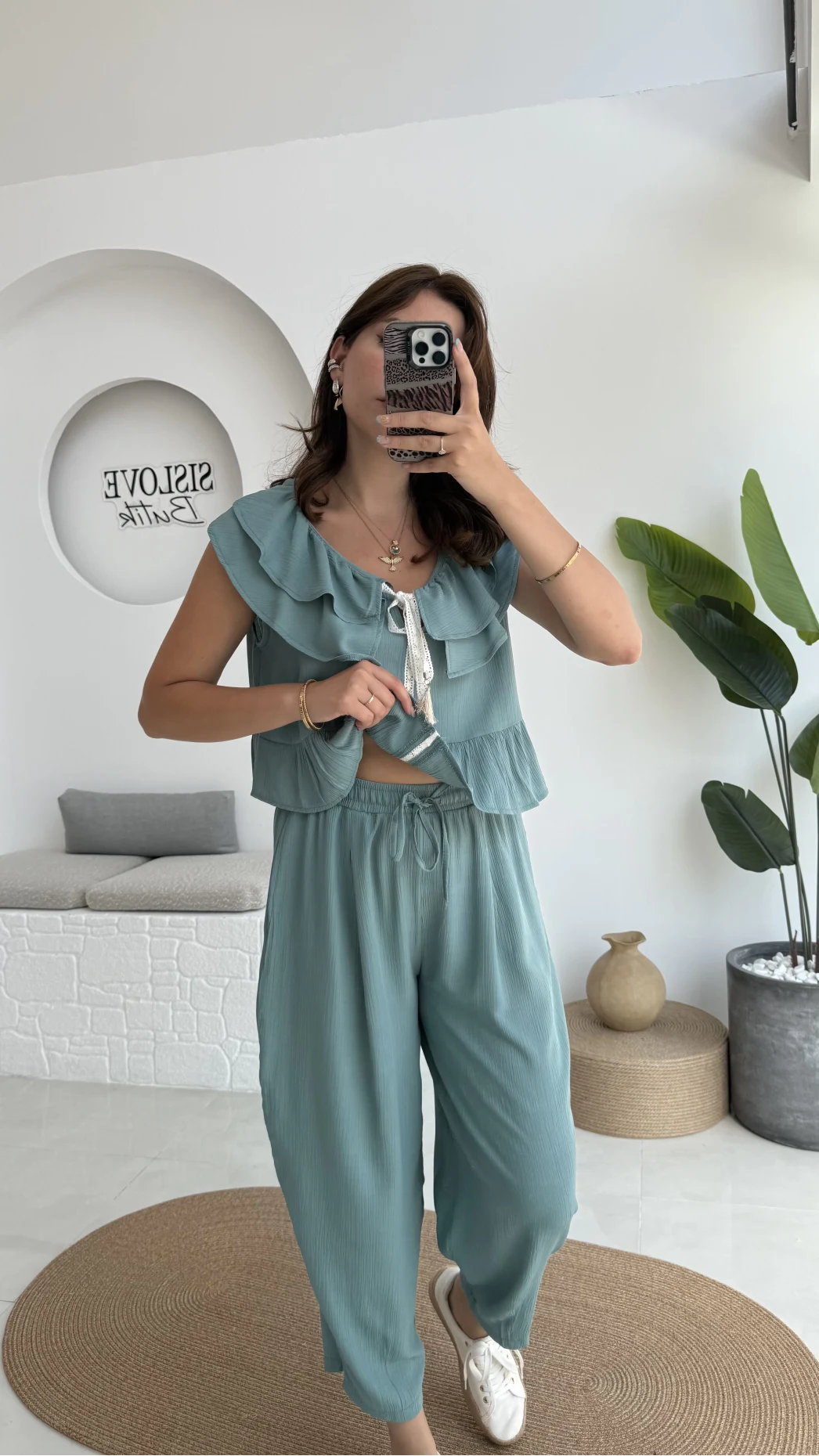 Cute Volanlı Pensli Takım - 1000-4000 - Yeşil