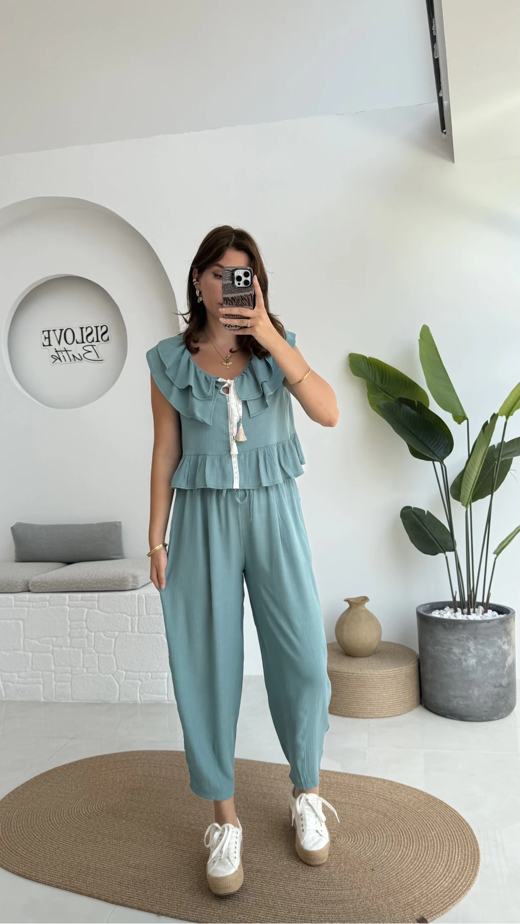 Cute Volanlı Pensli Takım - 1000-4000 - Yeşil