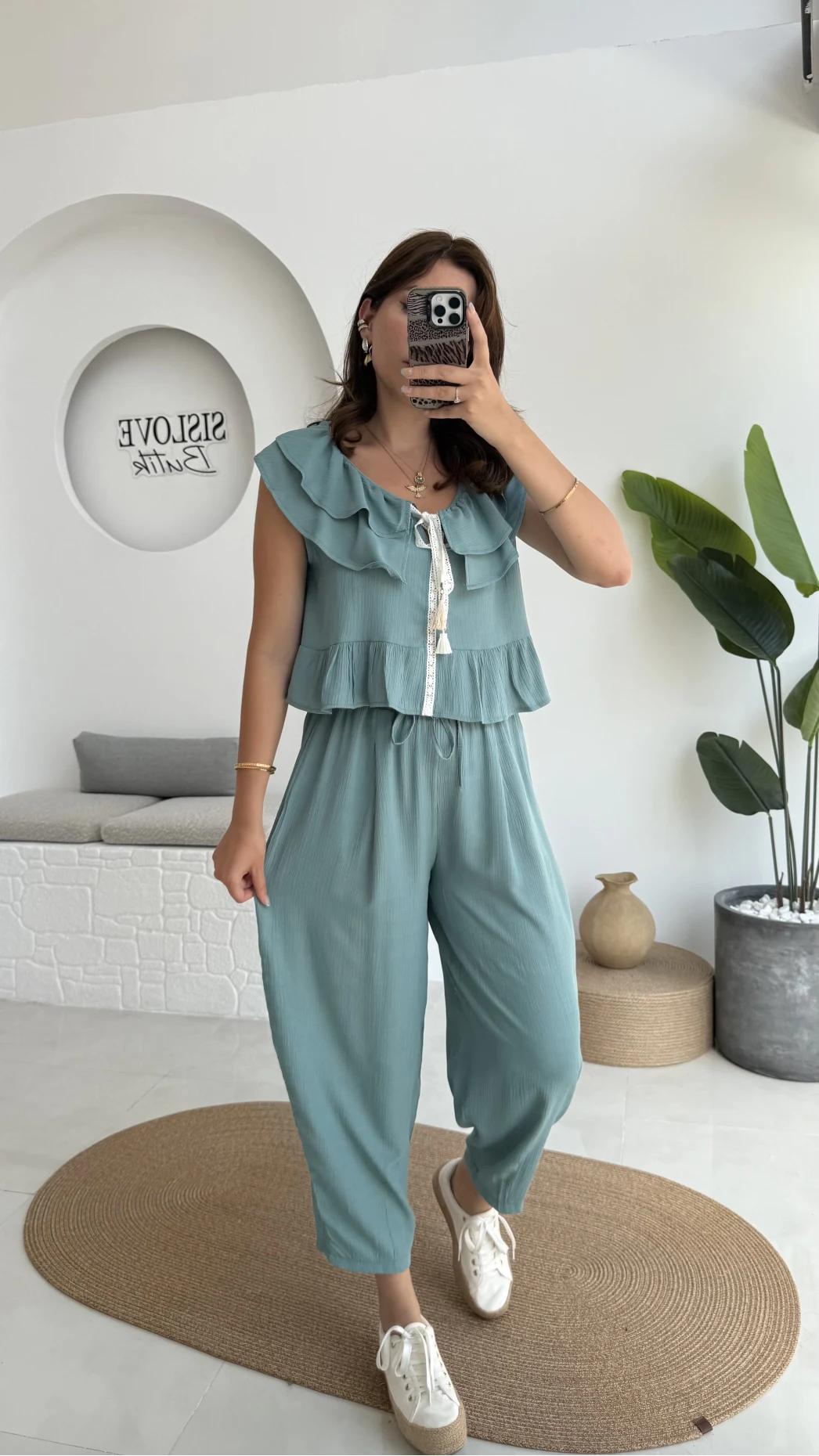 Cute Volanlı Pensli Takım - 1000-4000 - Yeşil