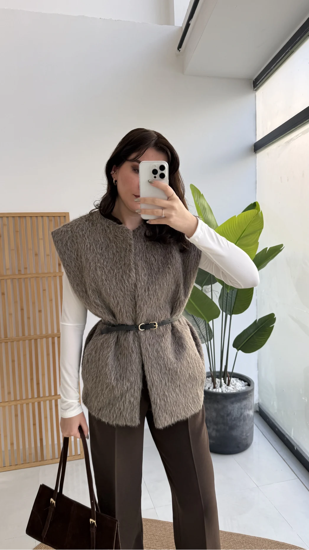 Daniella Kemerli Peluş Yelek - Vizon - Kod: 25500