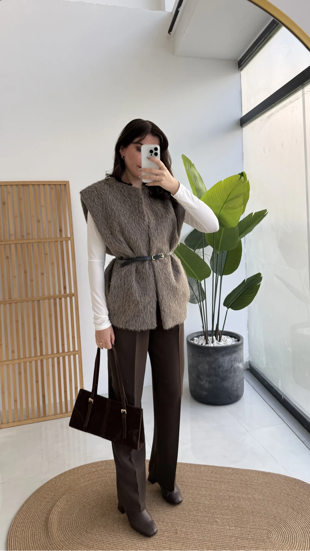 Daniella Kemerli Peluş Yelek - Vizon - Kod: 25500