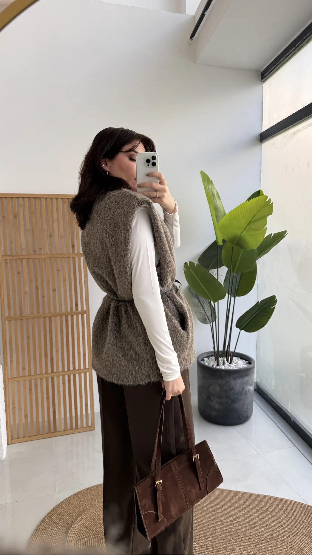 Daniella Kemerli Peluş Yelek - Vizon - Kod: 25500