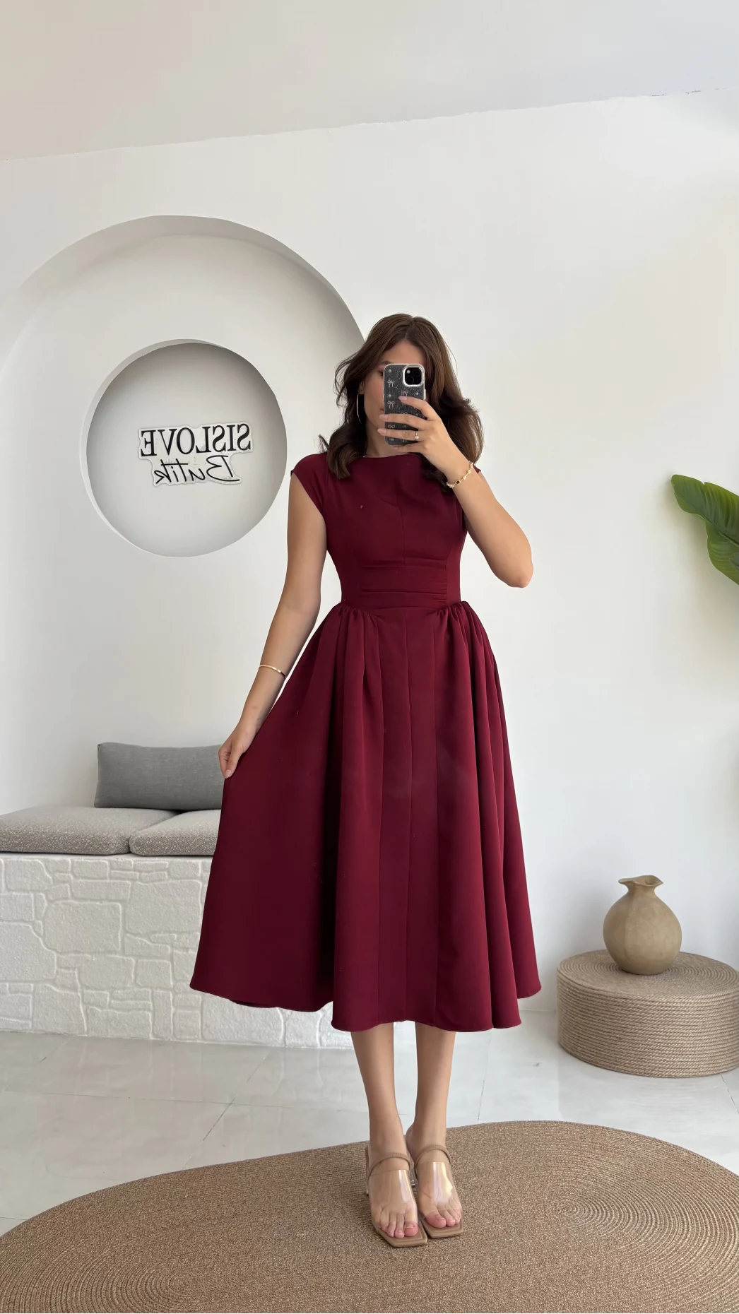 Daphne Elbise - Bordo - 2596