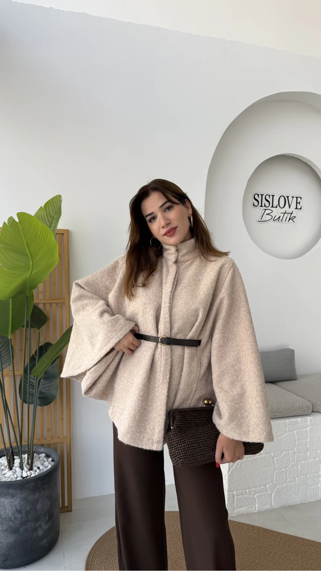 Davina Kaşe Kemer Detay Panço - Latte - Kod: 8014