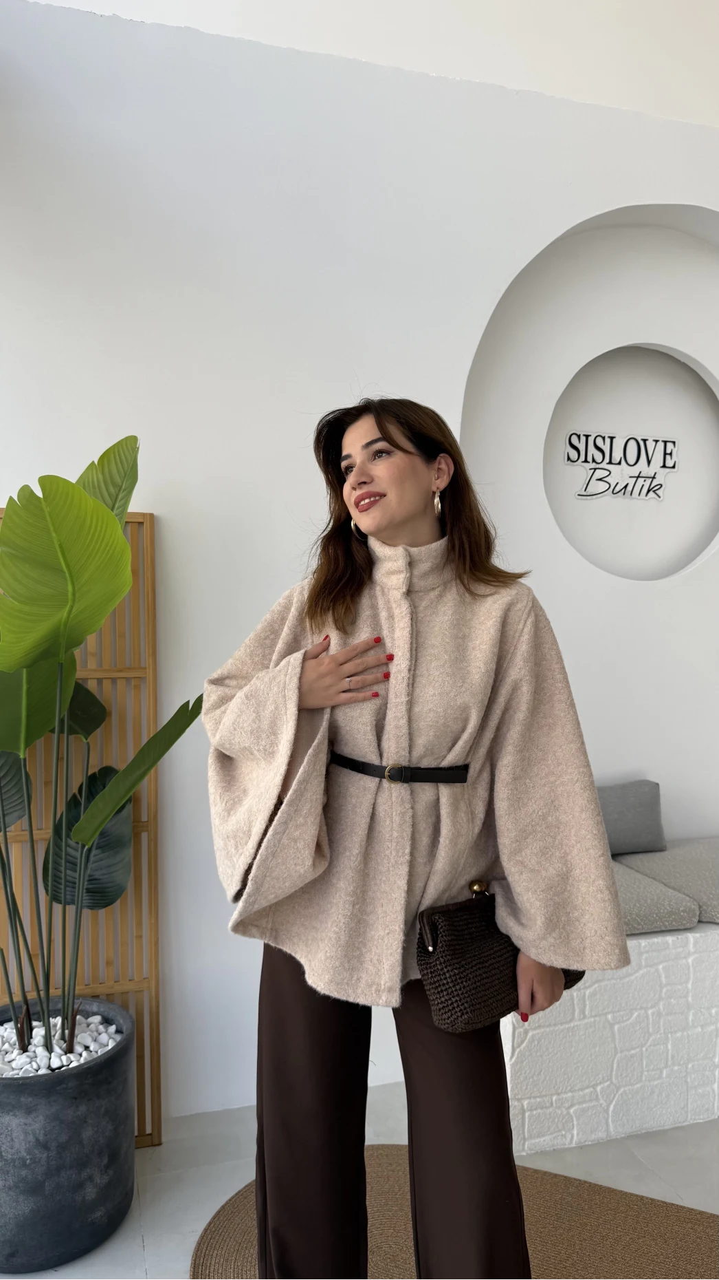 Davina Kaşe Kemer Detay Panço - Latte - Kod: 8014