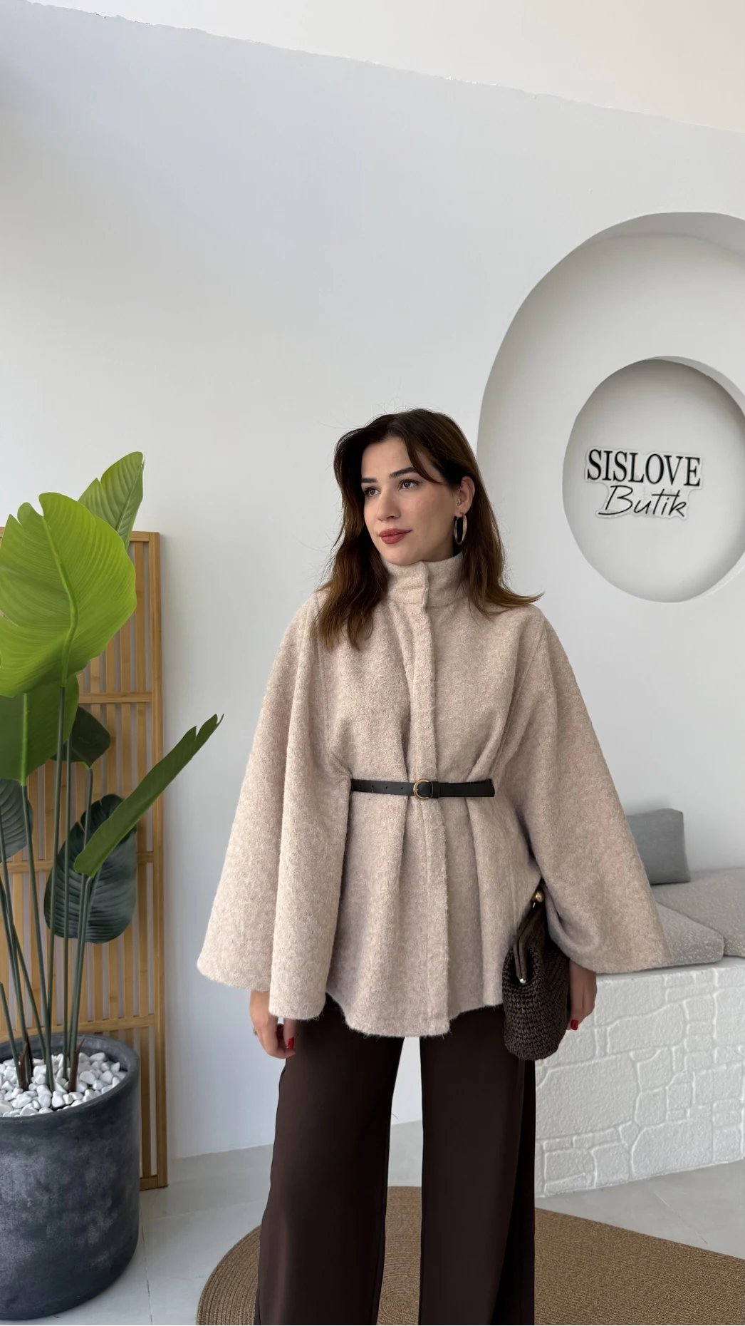 Davina Kaşe Kemer Detay Panço - Latte - Kod: 8014