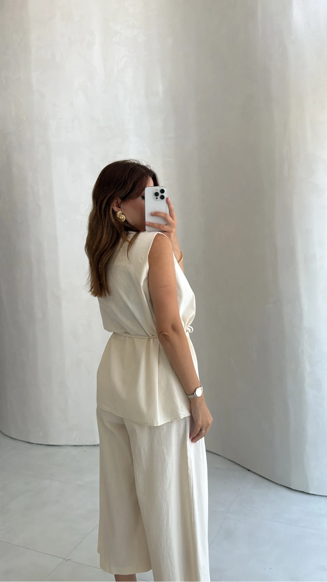 Degaje Yaka Bağcıklı Takım - Natural - Kod: 9159
