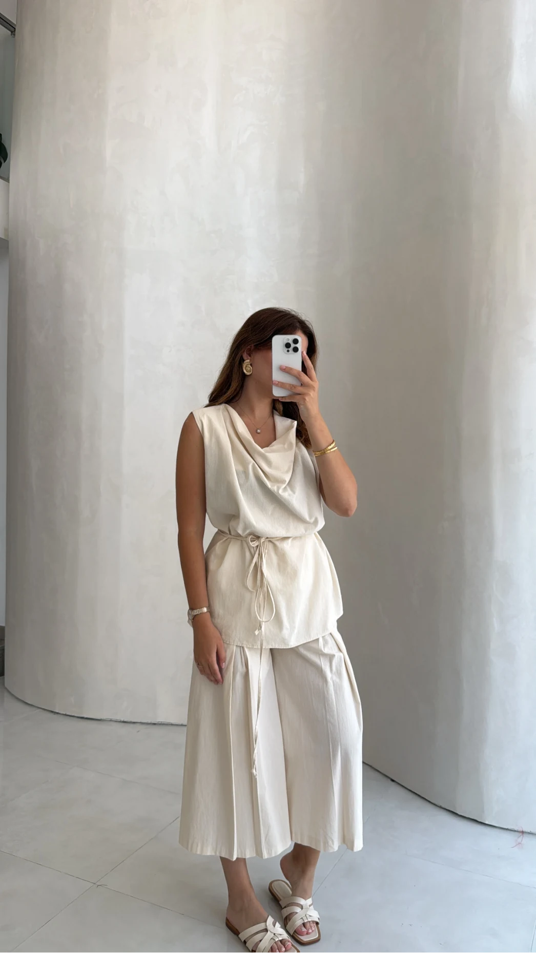 Degaje Yaka Bağcıklı Takım - Natural - Kod: 9159