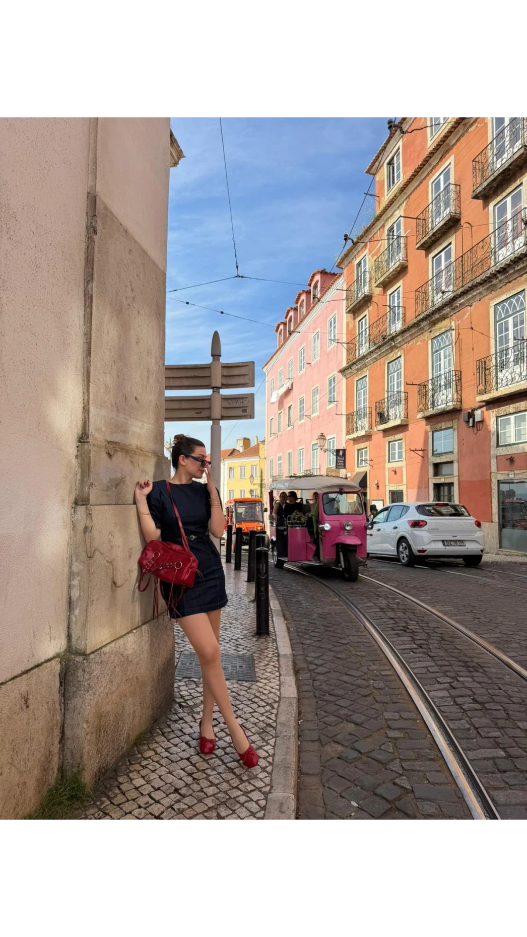 Denim Balon Kol Mini Elbise - Lacivert