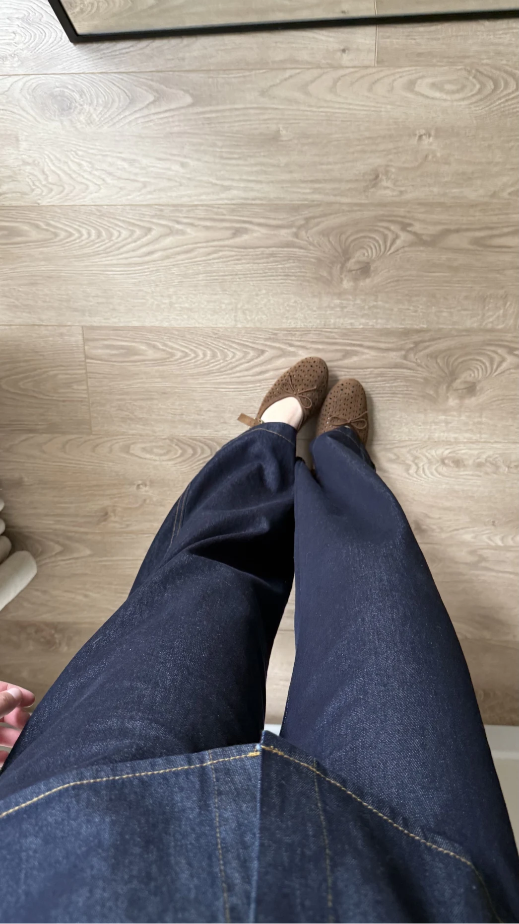 Denim Deri Kuşaklı Takım