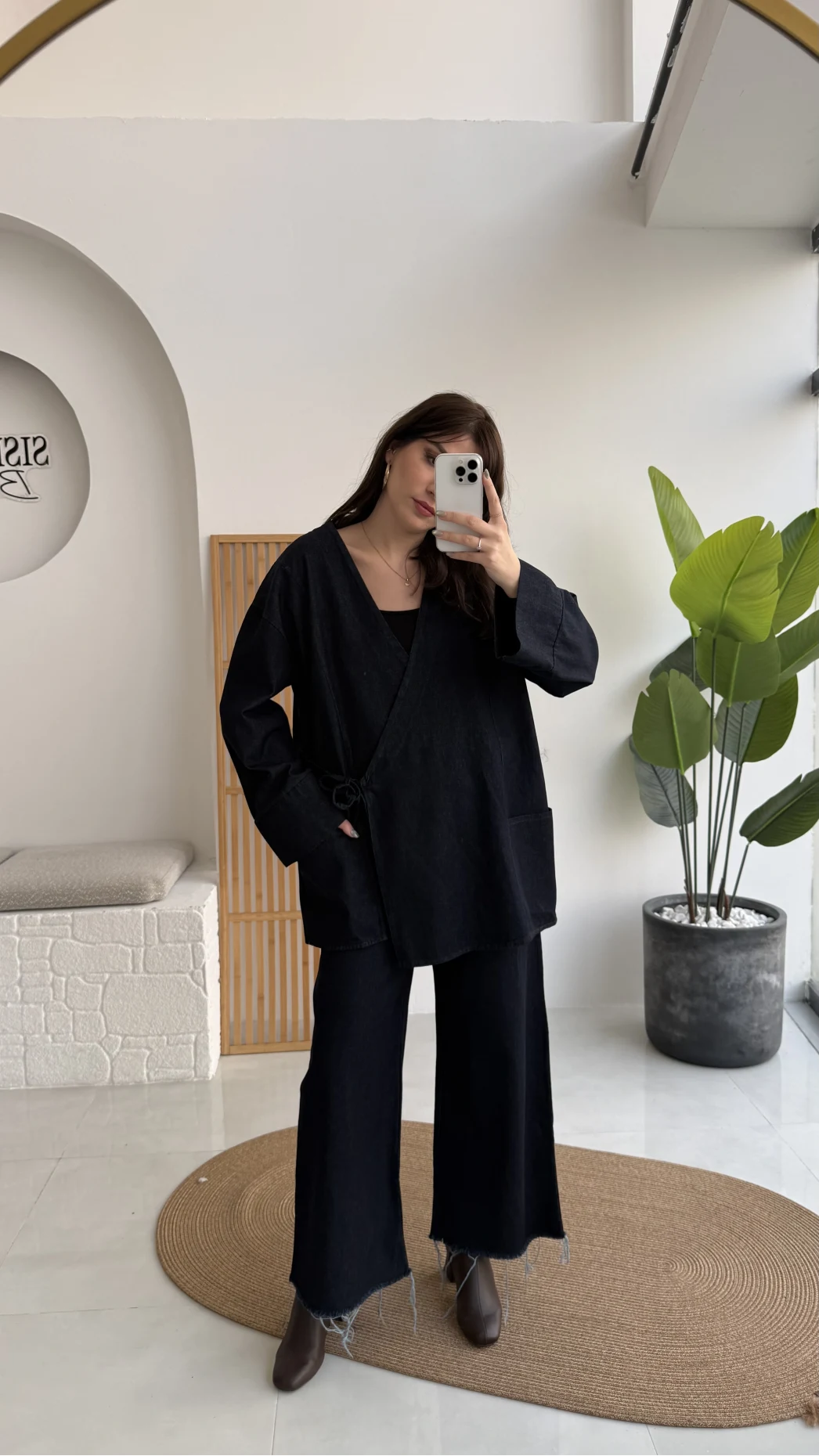 Denim Kimona Takım - Lacivert - Kod: 8639