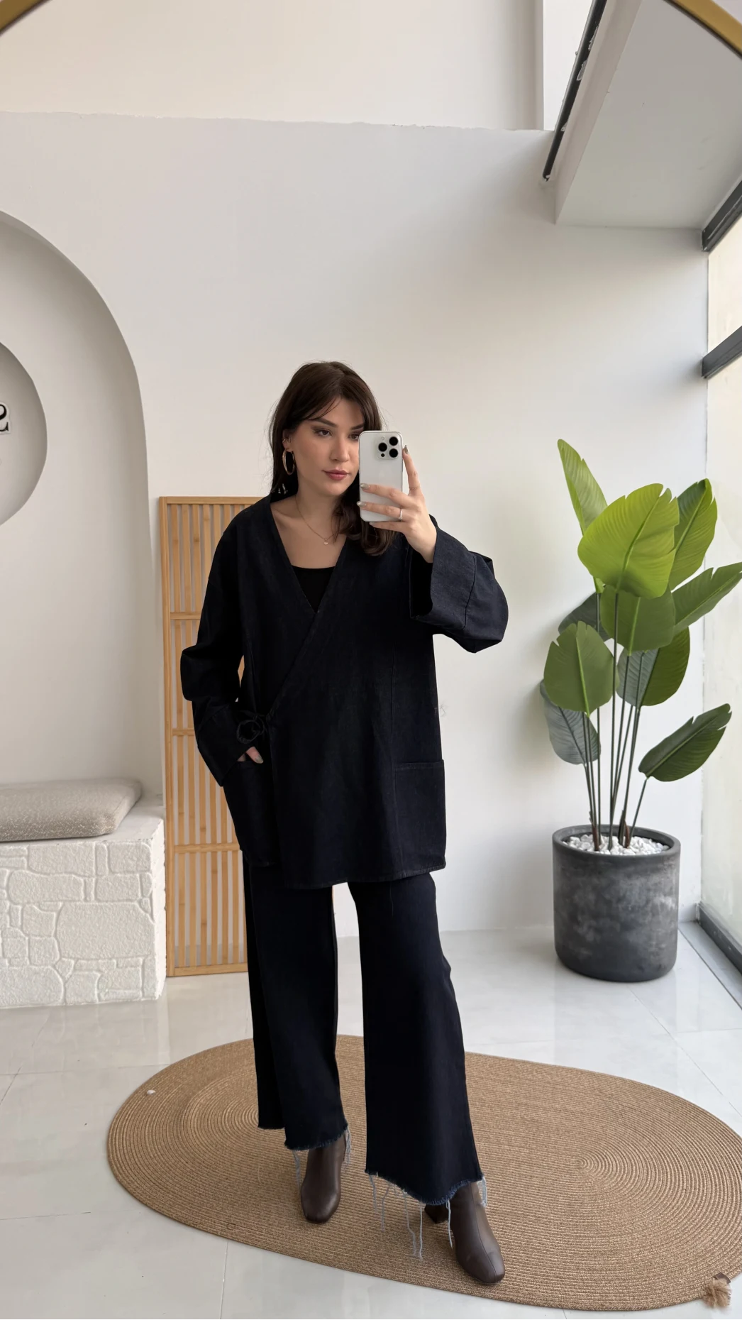 Denim Kimona Takım - Lacivert - Kod: 8639