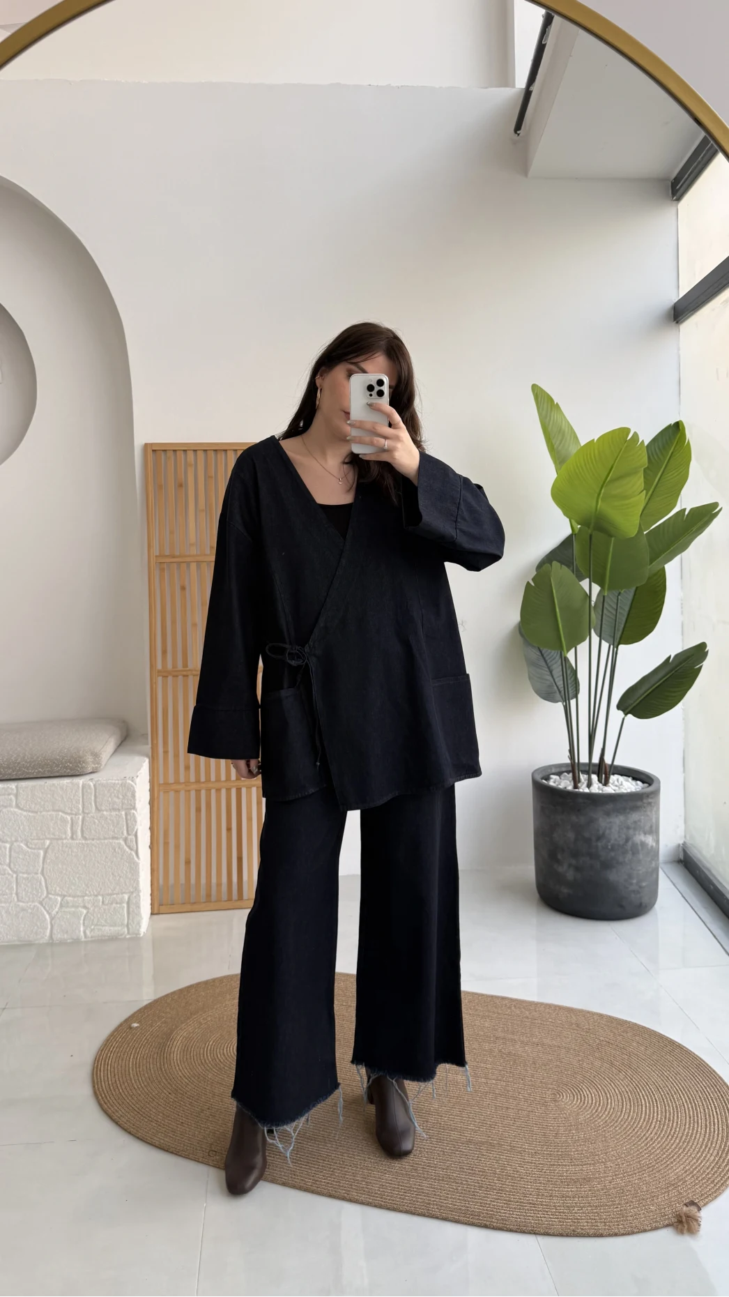 Denim Kimona Takım - Lacivert - Kod: 8639