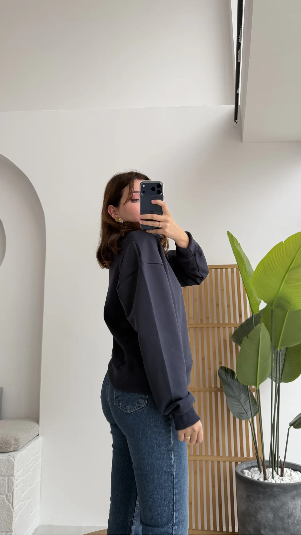 Denim Yaka Sweat - Lacivert