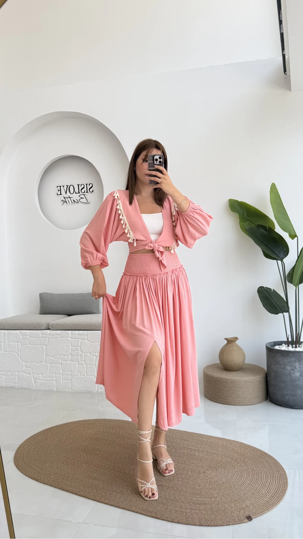 Deniz Kabuklu Etek Takım Pembe