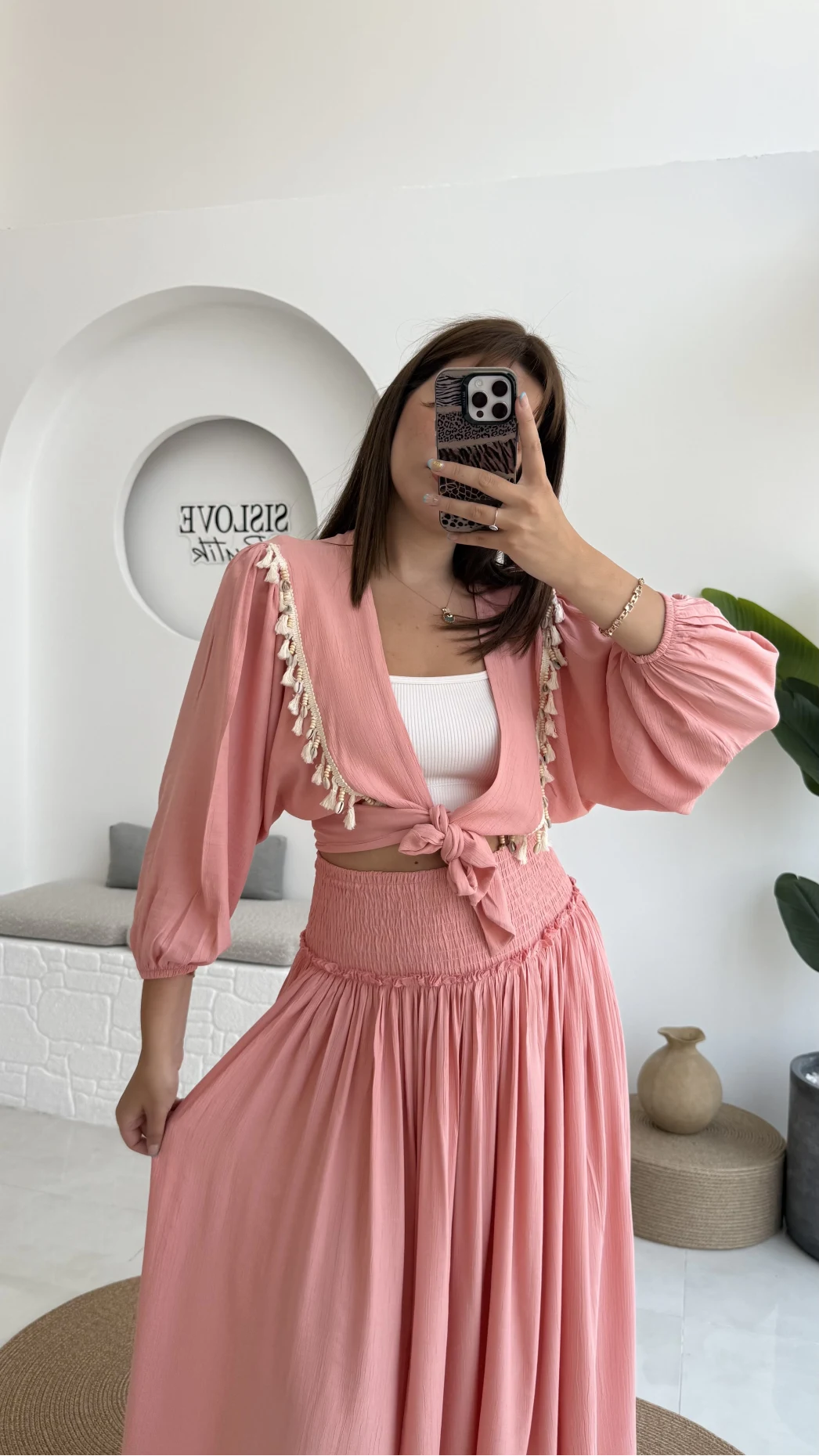 Deniz Kabuklu Etek Takım Pembe