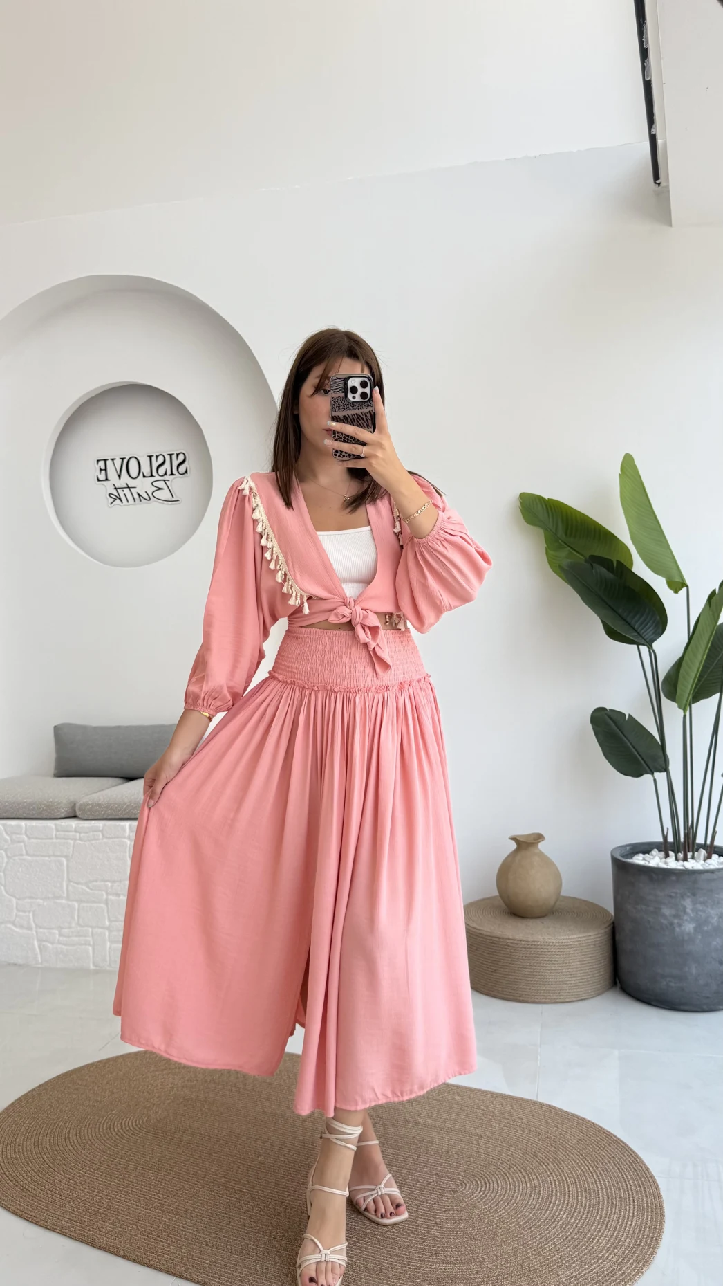 Deniz Kabuklu Etek Takım Pembe
