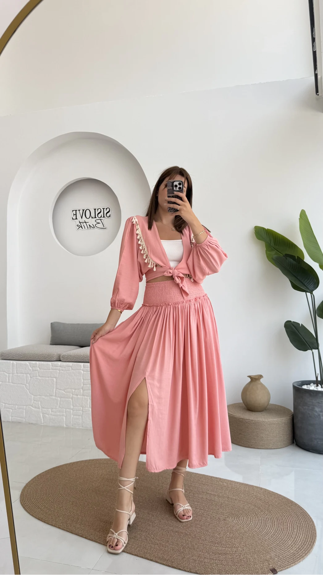 Deniz Kabuklu Etek Takım Pembe