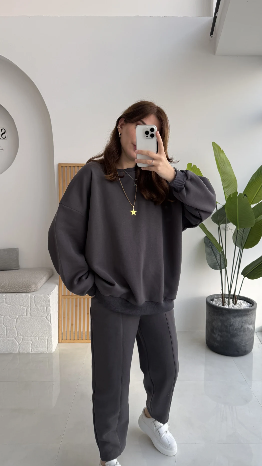 Devin Sweatshirt Eşofman Takımı - Antrasit - Kod: 25602