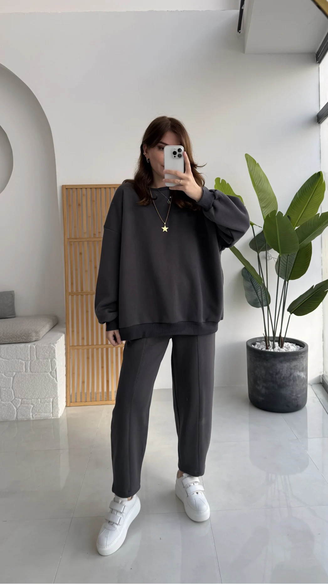 Devin Sweatshirt Eşofman Takımı - Antrasit - Kod: 25602