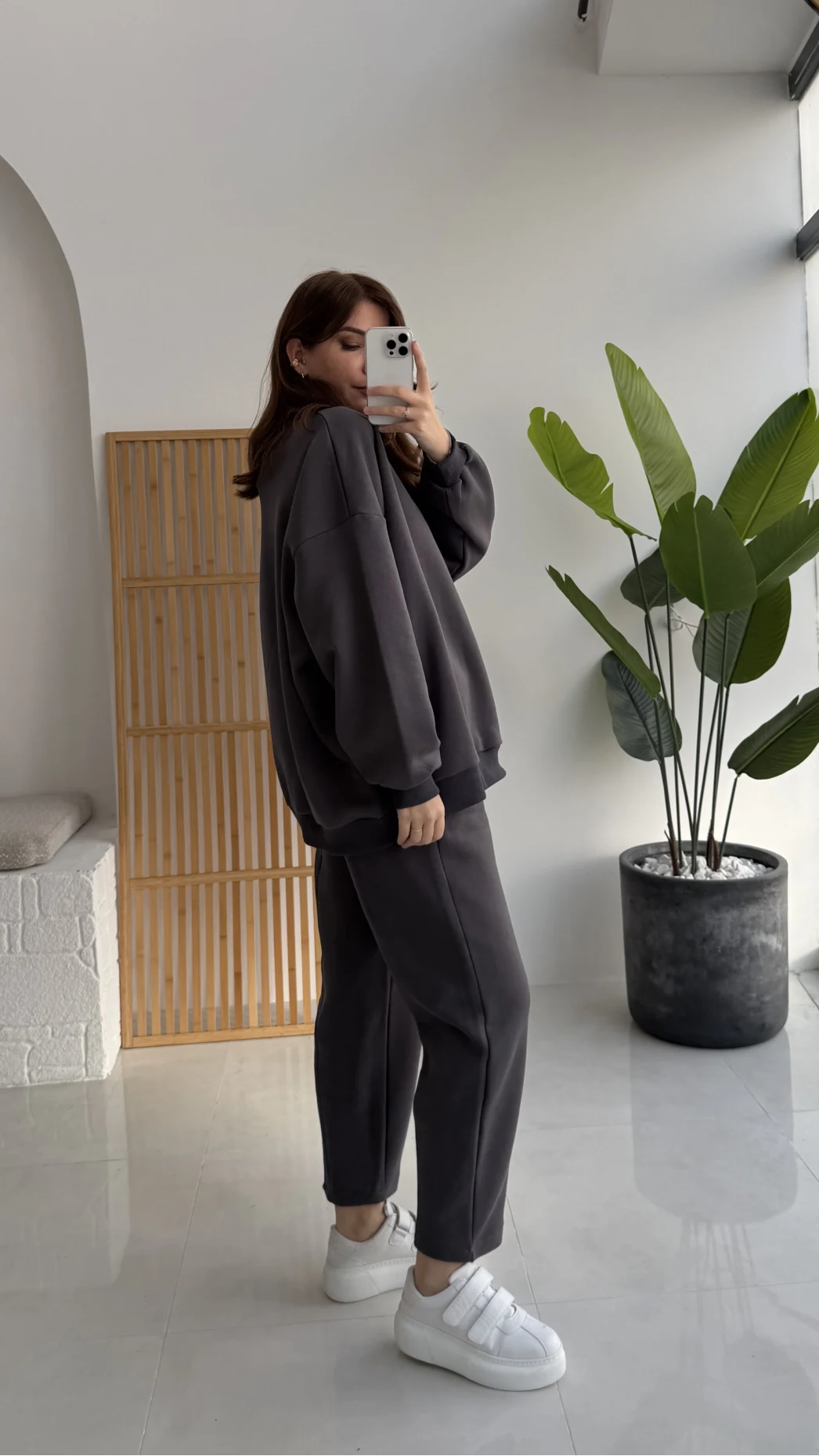 Devin Sweatshirt Eşofman Takımı - Antrasit - Kod: 25602