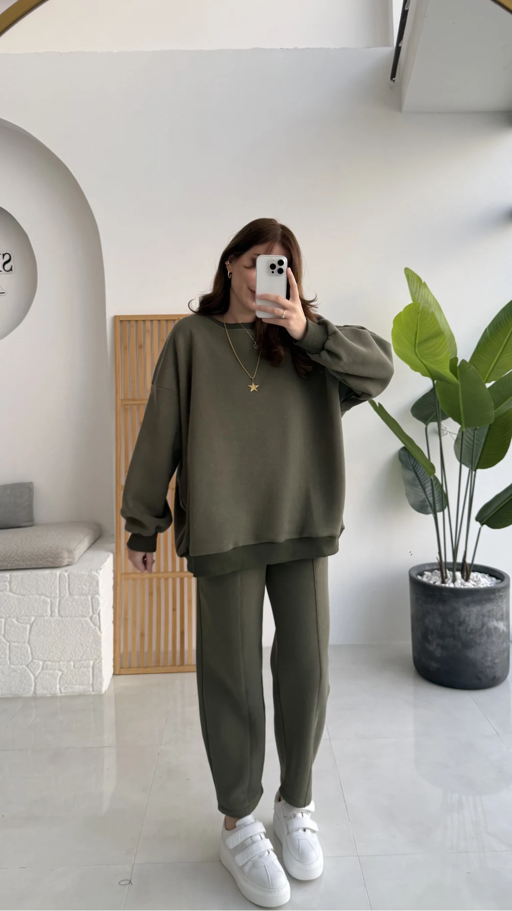 Devin Sweatshirt Eşofman Takımı - Haki - Kod: 25602