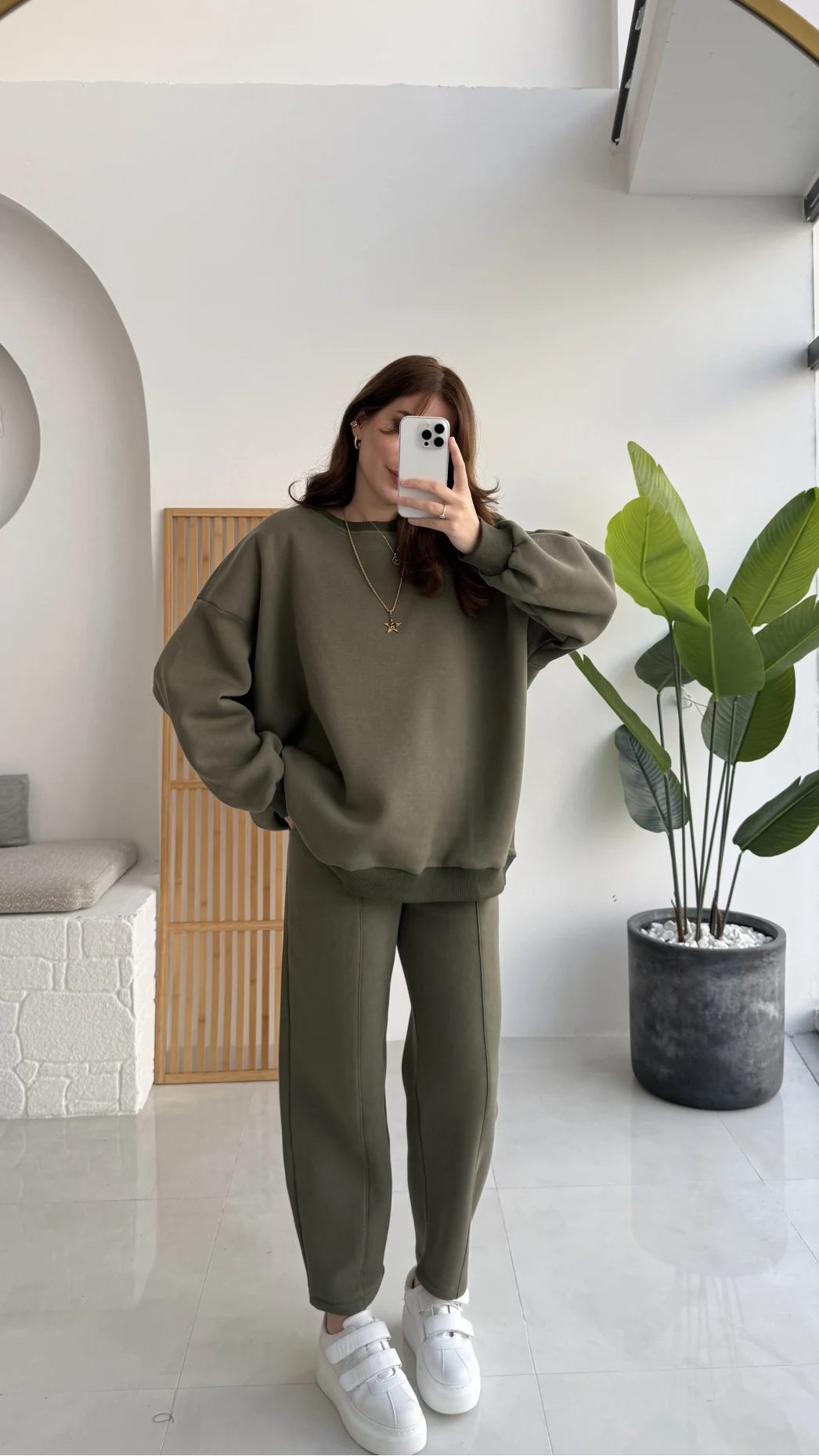 Devin Sweatshirt Eşofman Takımı - Haki - Kod: 25602