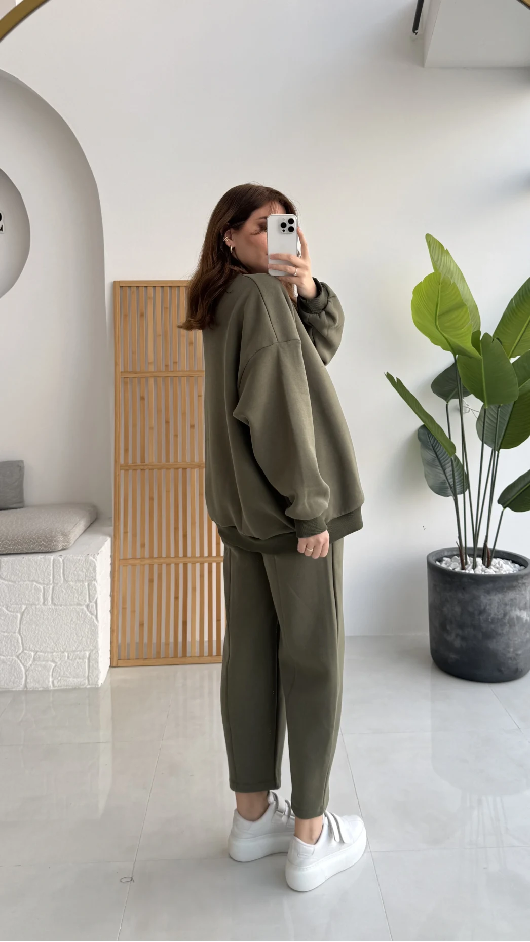 Devin Sweatshirt Eşofman Takımı - Haki - Kod: 25602