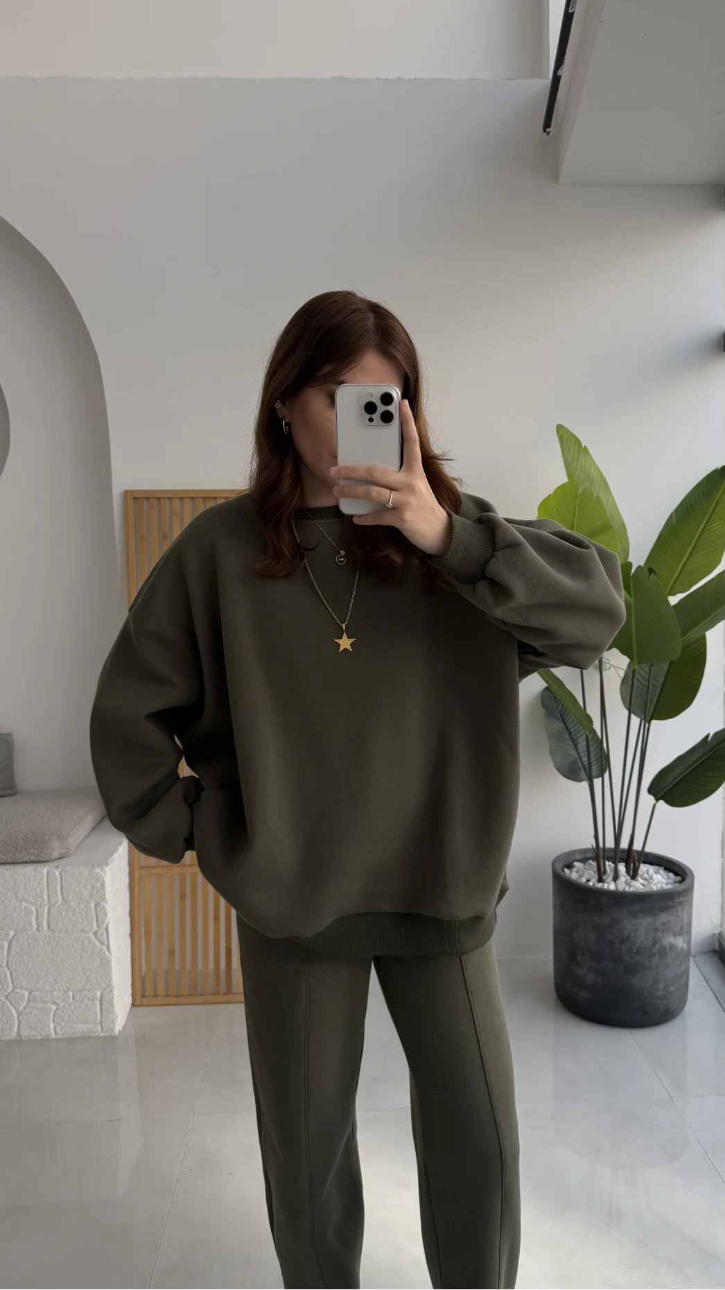 Devin Sweatshirt Eşofman Takımı - Haki - Kod: 25602