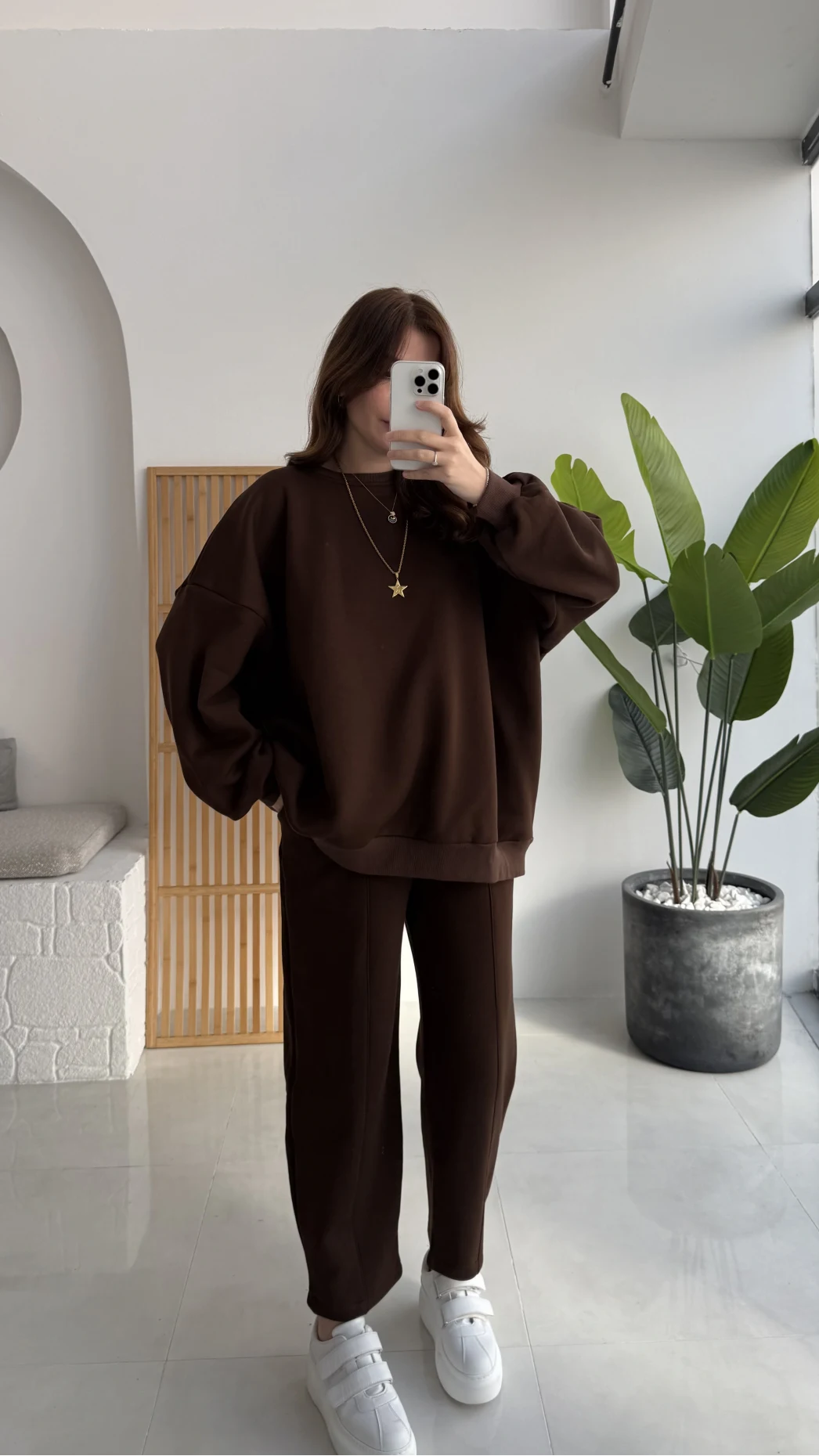 Devin Sweatshirt Eşofman Takımı - Kahverengi - Kod: 25602