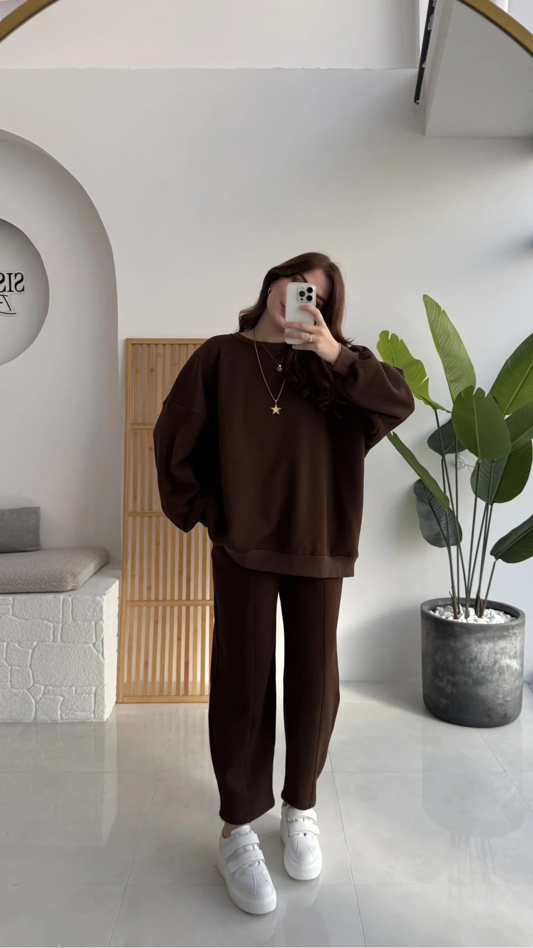 Devin Sweatshirt Eşofman Takımı - Kahverengi - Kod: 25602