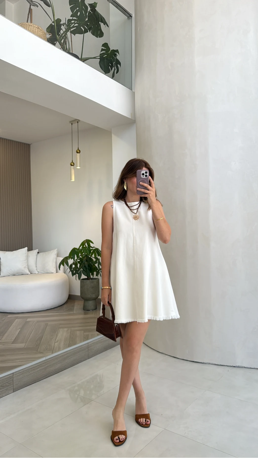 Dilvin Denim Elbise - Beyaz - Kod: 91511