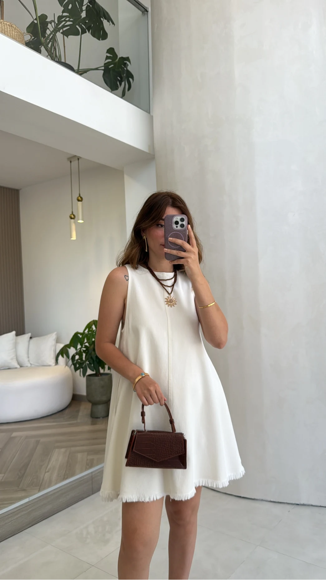 Dilvin Denim Elbise - Beyaz - Kod: 91511