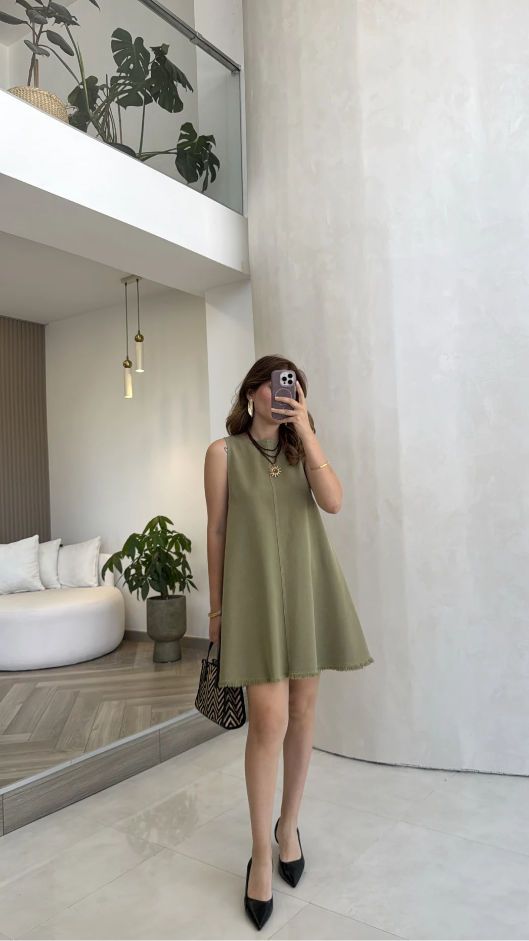 Dilvin Denim Elbise - Haki - Kod: 91511