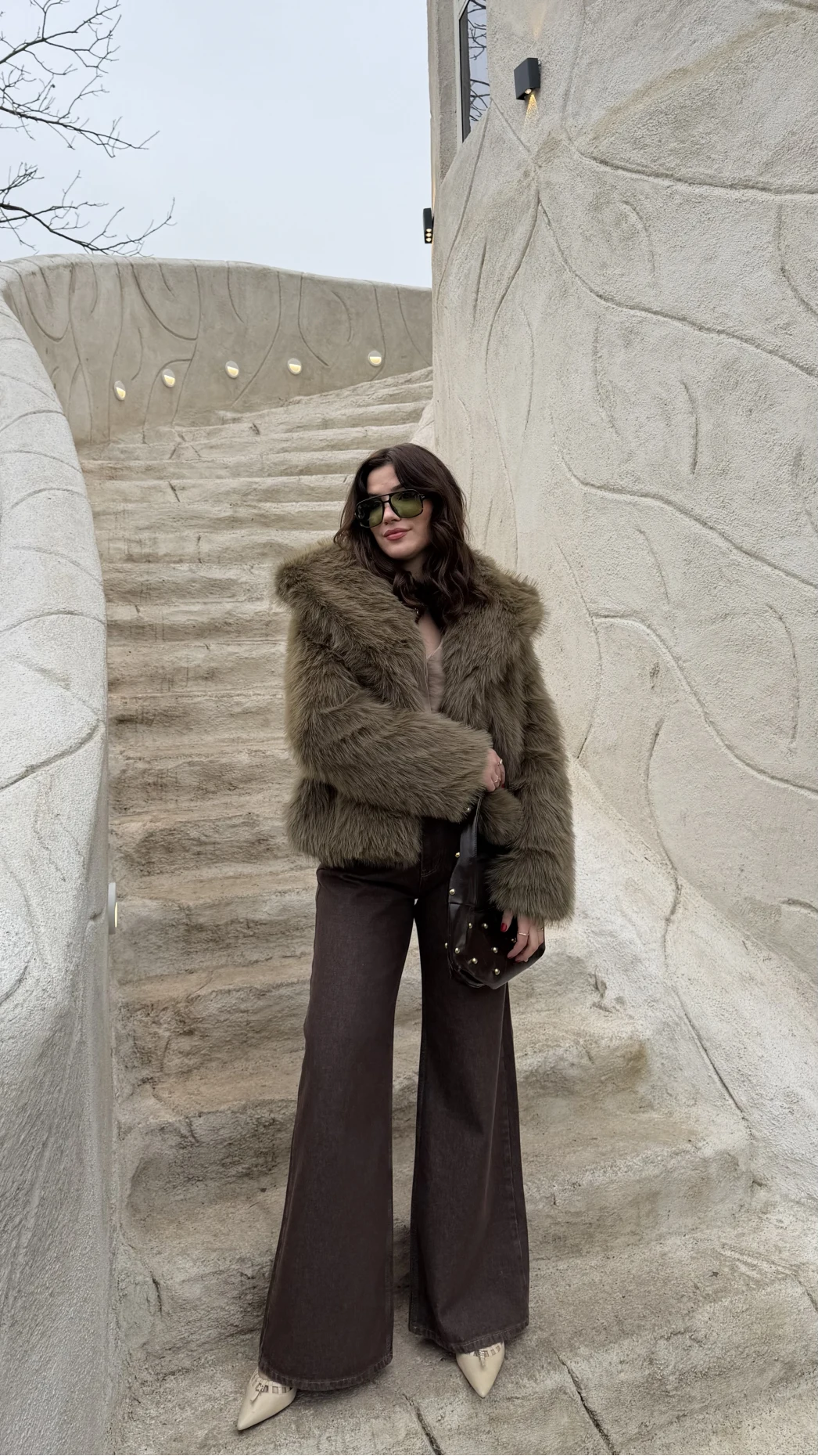 Dilvin Yüksek Bel Denim Jean Pantolon - Kahverengi