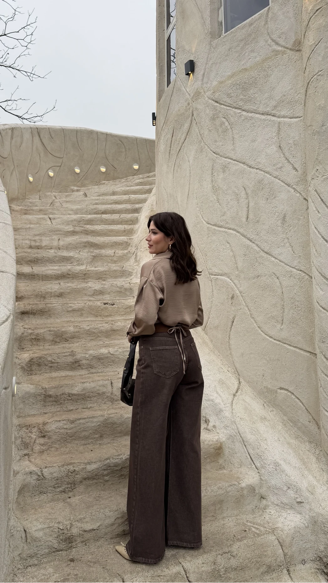 Dilvin Yüksek Bel Denim Jean Pantolon - Kahverengi