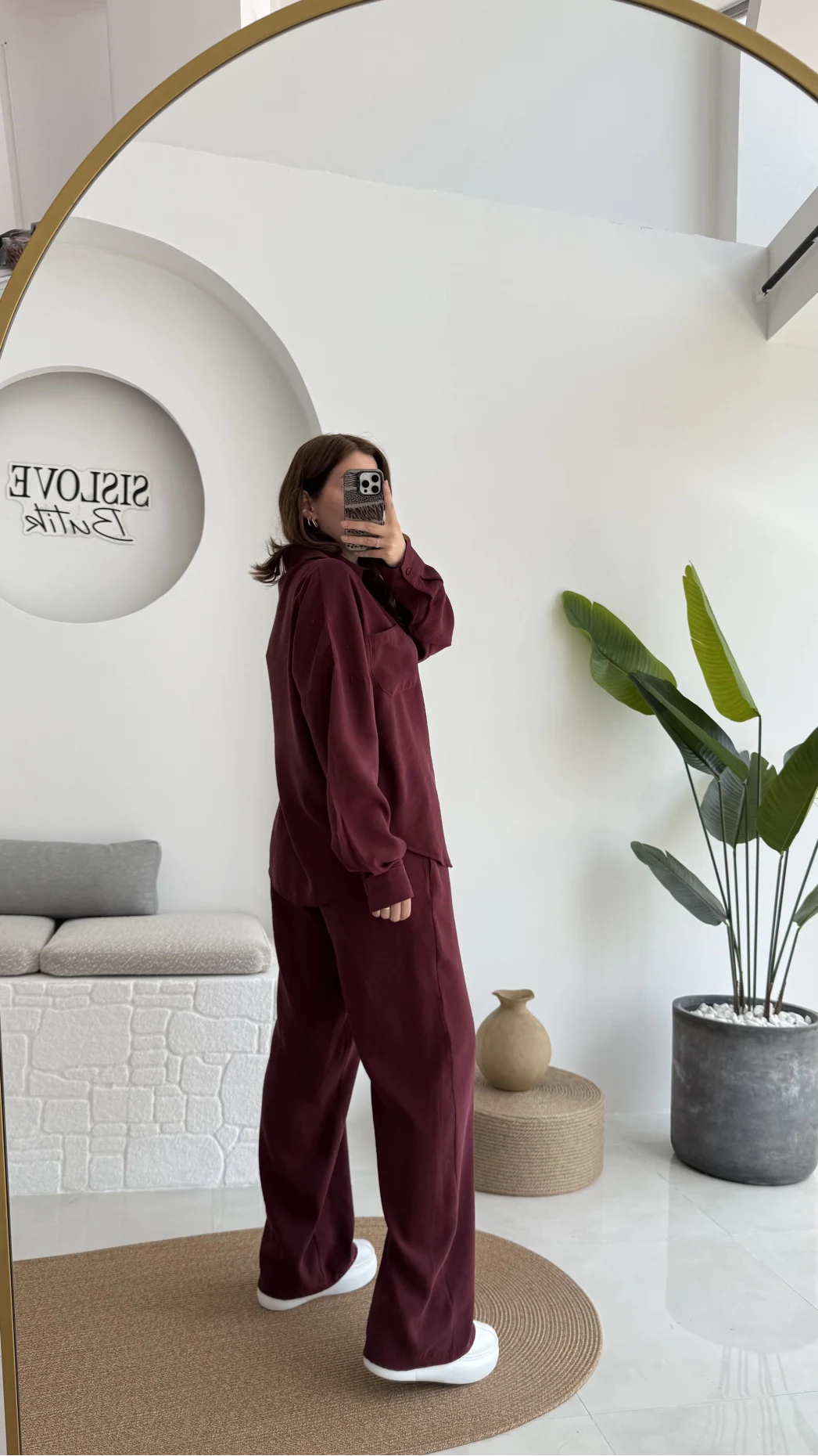 Diva Modal Gömlek Pantolon Takım Bordo