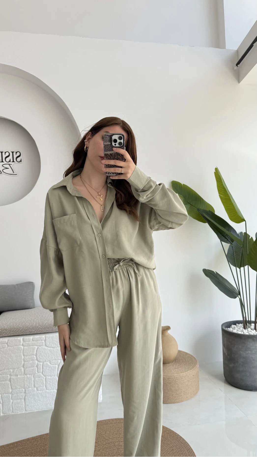 Diva Modal Gömlek Pantolon Takım Haki