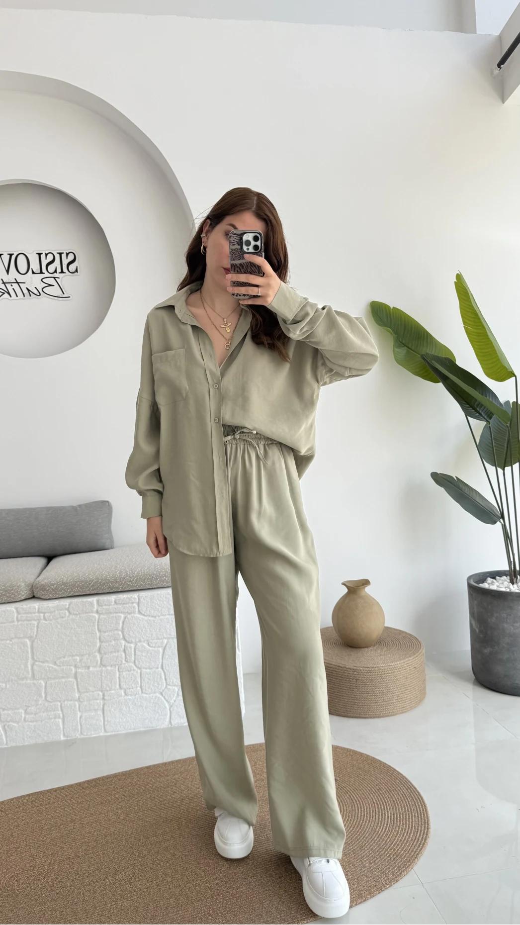 Diva Modal Gömlek Pantolon Takım Haki
