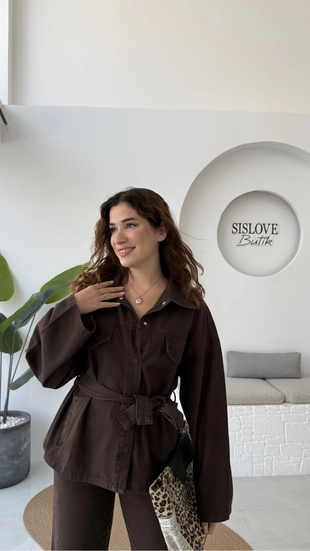 Dixie Premium Kuşaklı Gabardin Takım - Kahverengi
