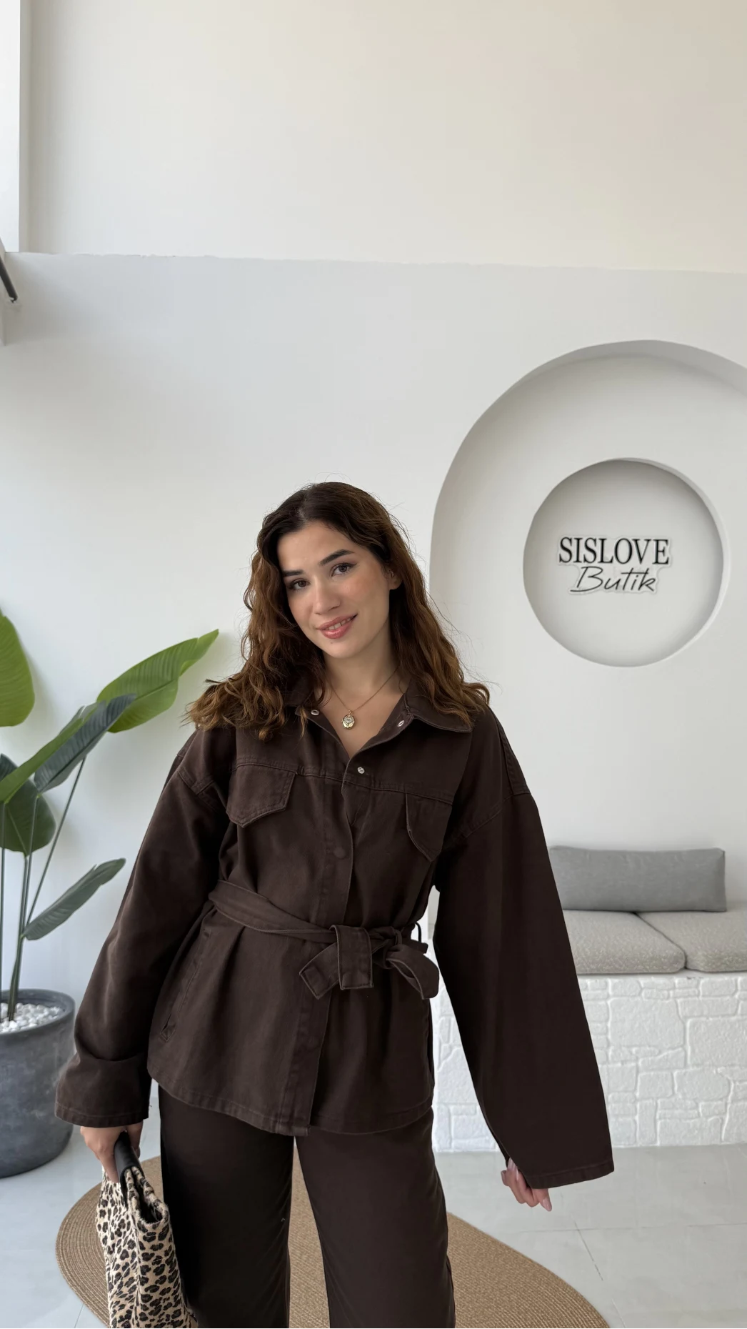 Dixie Premium Kuşaklı Gabardin Takım - Kahverengi