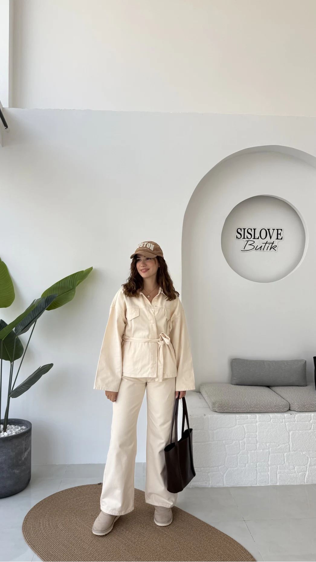 Dixie Premium Kuşaklı Gabardin Takım - Taş