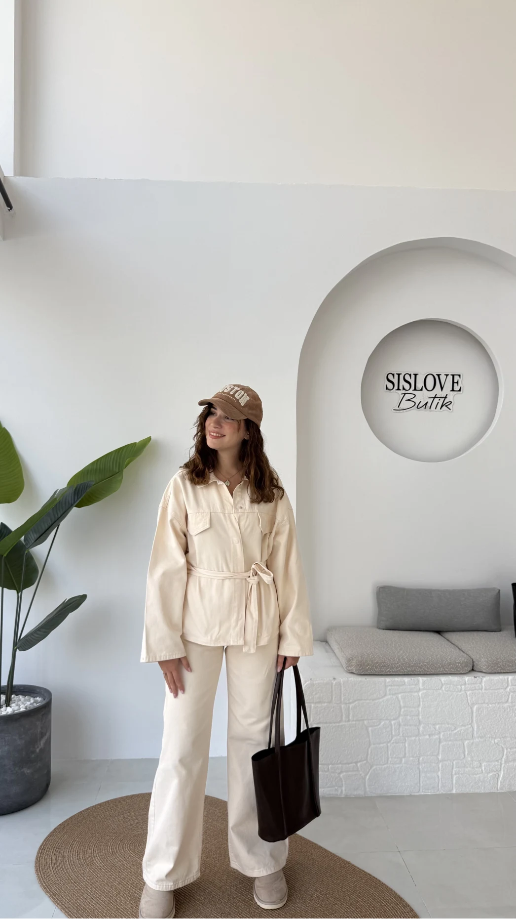 Dixie Premium Kuşaklı Gabardin Takım - Taş