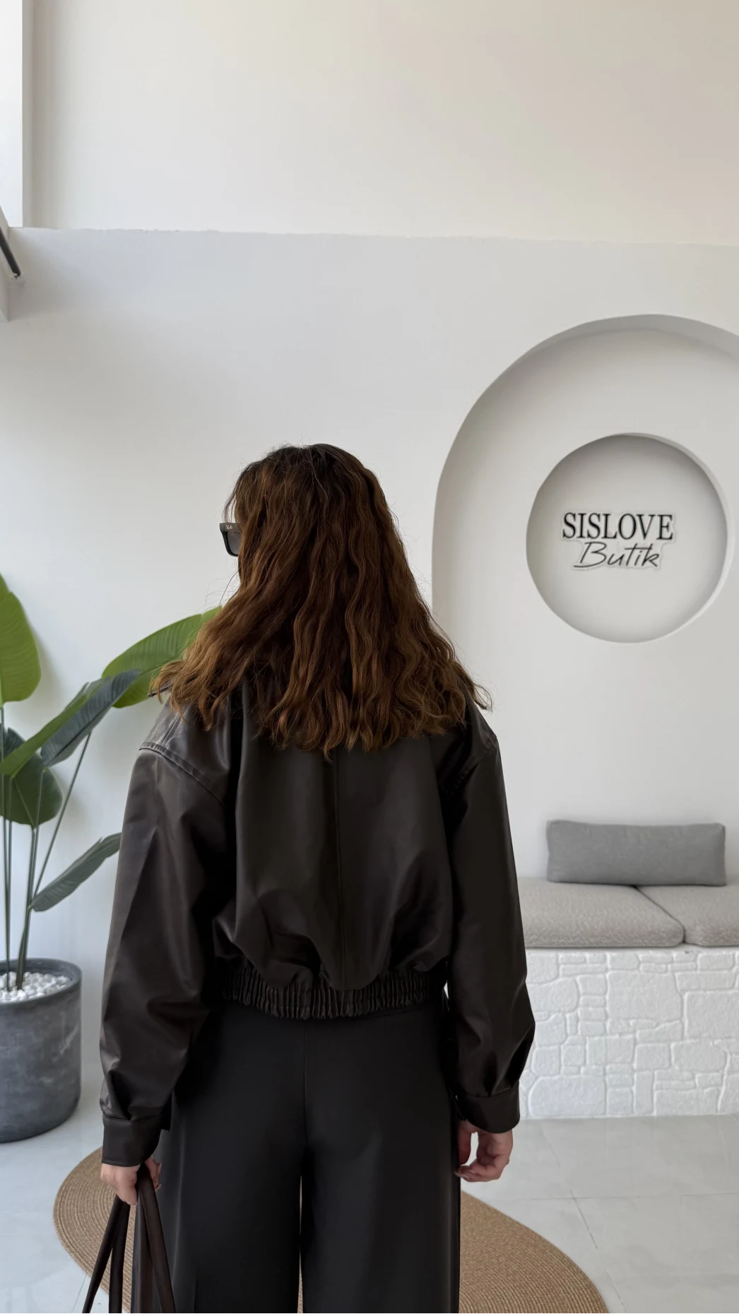 Dolly Beli Lastikli Kısa Deri Ceket - Kahve